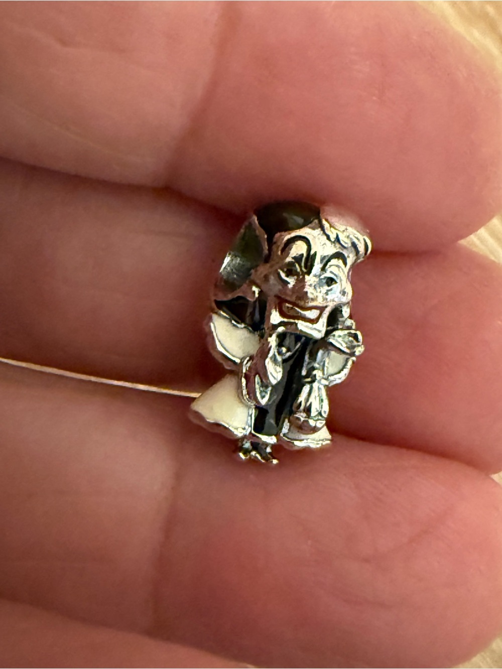 Silver-tone Enamel Character Charm - Smiling Figure